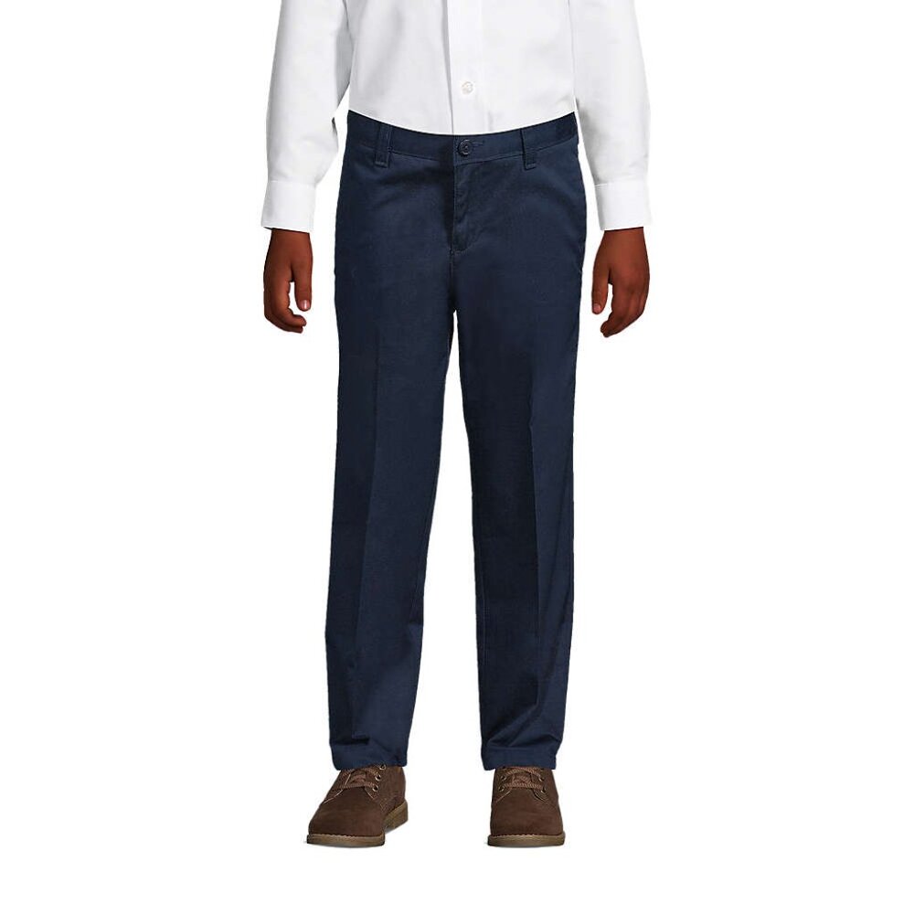 Lands' End Boys Unhemmed Chino School Uniform Classic Navy Chino Pants, NWT